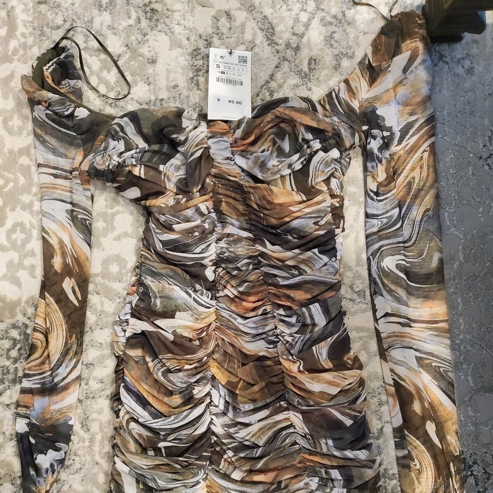 Zara Dress - Mini Dress with Sheer longsleeves